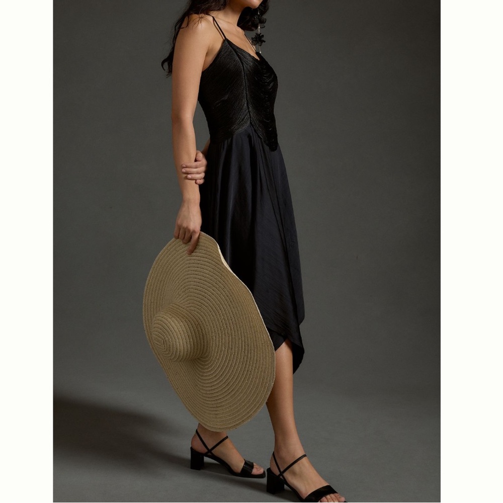 Anthropologie Black Midi Slip Dress